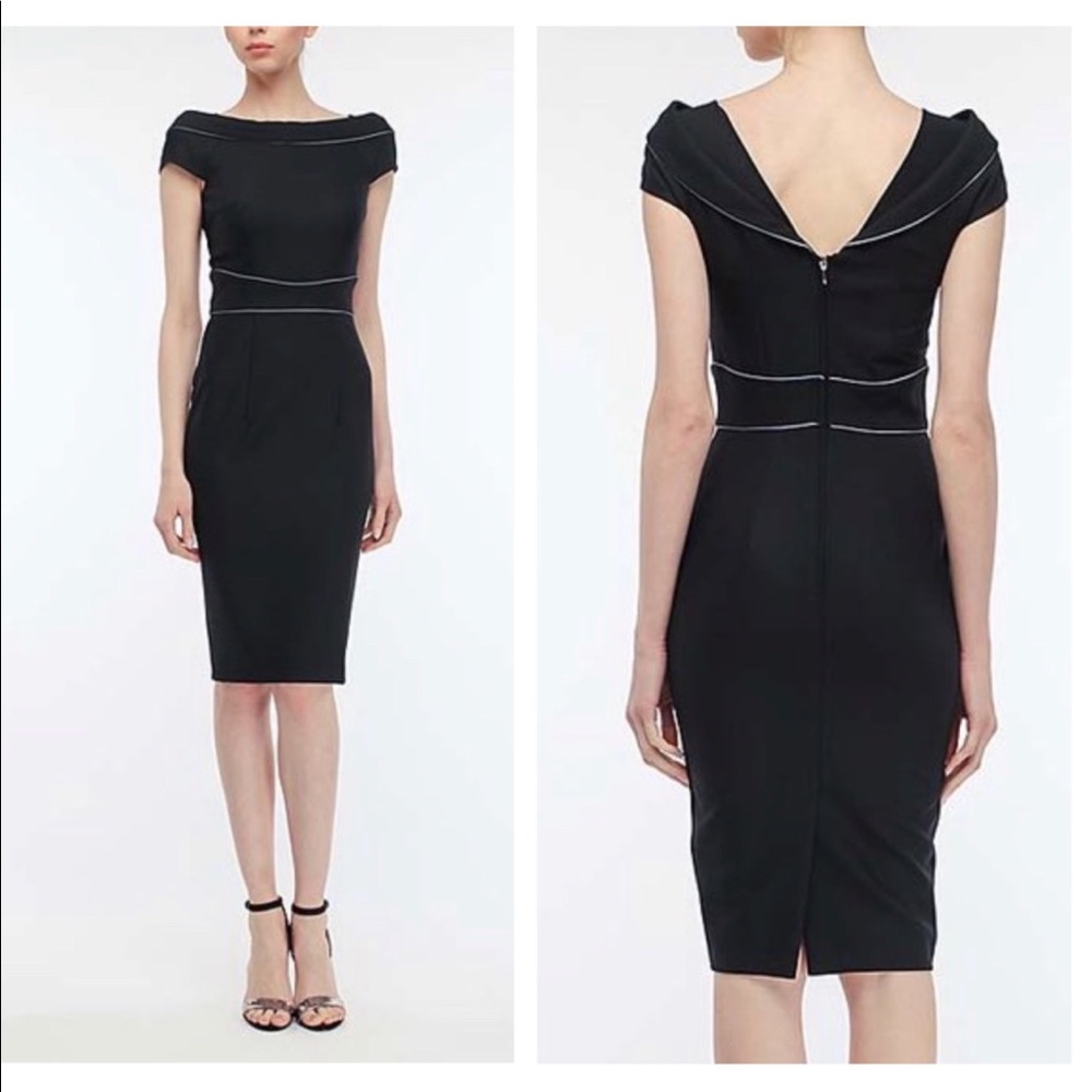 BGL NWT Blue Contrast-Trim V-Back Boatneck Sheath Dress Size 4